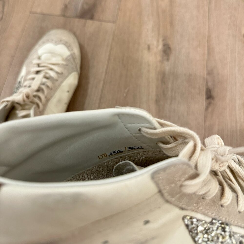 GOLDEN GOOSE Mid Star Sneaker (Women) in White/ Platinum/ Leo Size 9US / 39EU - Picture 13 of 15